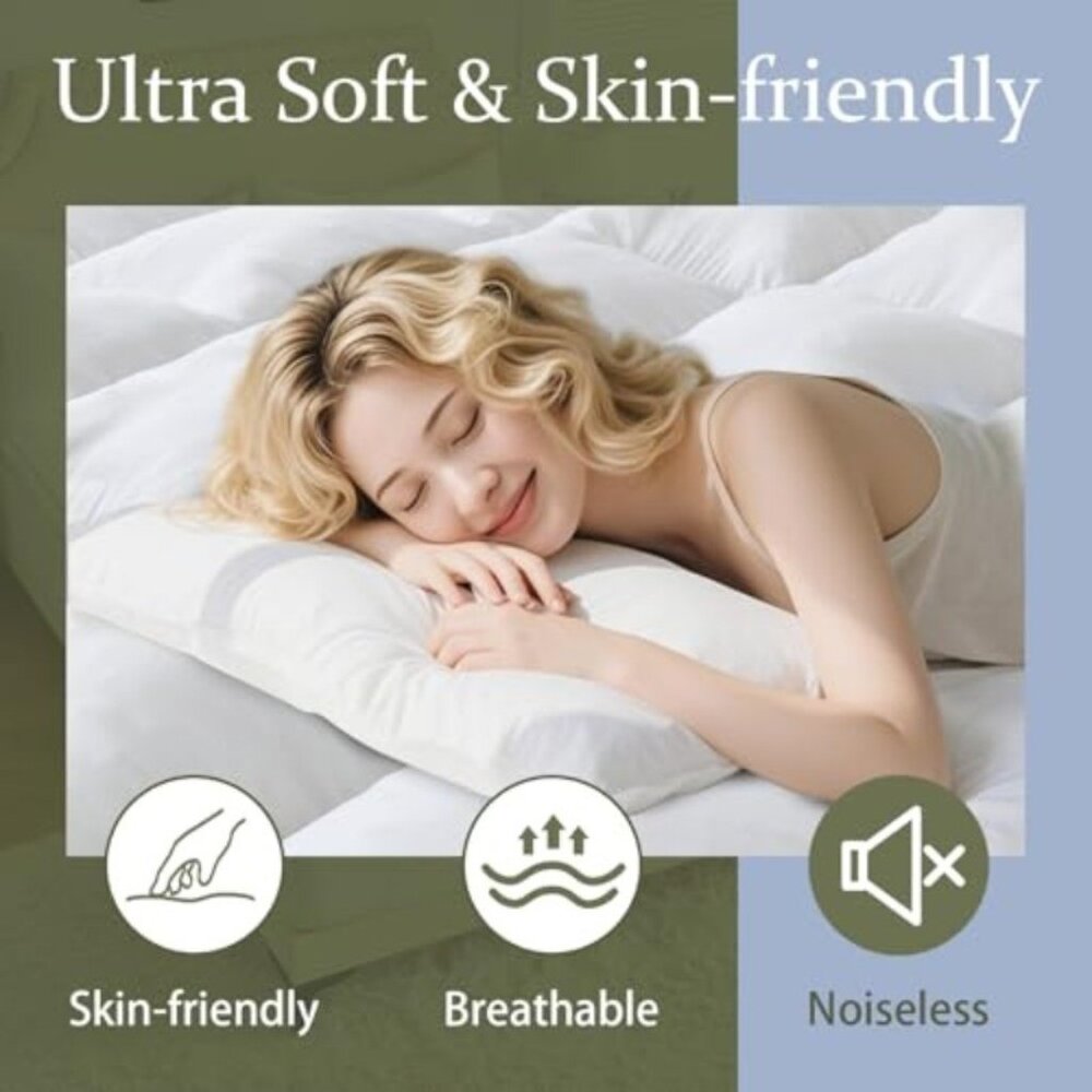 2 Inch Memory Foam Mattress Topper Twin for Back Pain, Extra Soft Pillow Top Mat - Picture 3 of 7